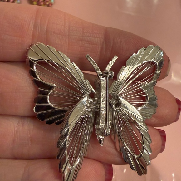 Monet Silver Butterfly Brooch - Picture 5 of 6